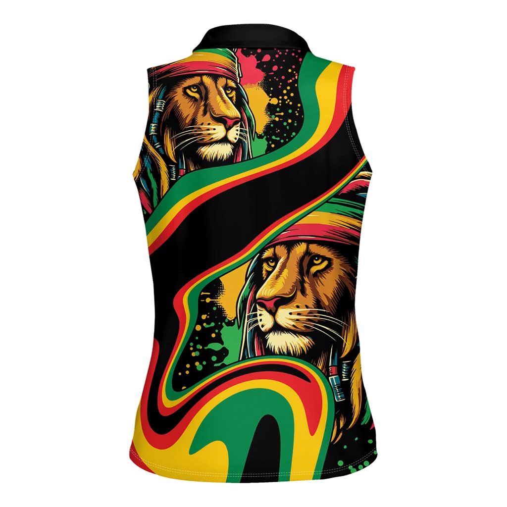 Rastafarian Lion Proud of Jamaica Women Sleeveless Polo Shirt Reggae My Soul - Wonder Print Shop