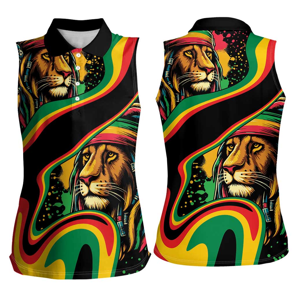 Rastafarian Lion Proud of Jamaica Women Sleeveless Polo Shirt Reggae My Soul - Wonder Print Shop