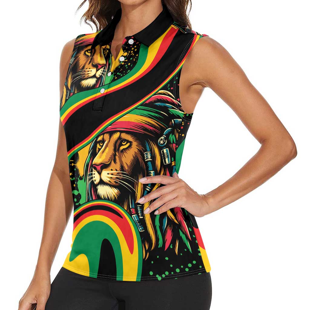 Rastafarian Lion Proud of Jamaica Women Sleeveless Polo Shirt Reggae My Soul - Wonder Print Shop