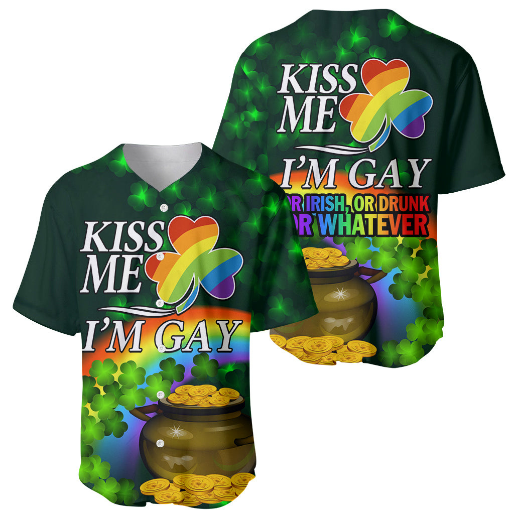Kiss Me I'm Gay St Patricks Day Baseball Jersey LT9 - Wonder Print Shop