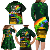 Kiss Me I'm Gay St Patricks Day Family Matching Long Sleeve Bodycon Dress and Hawaiian Shirt LT9 - Wonder Print Shop
