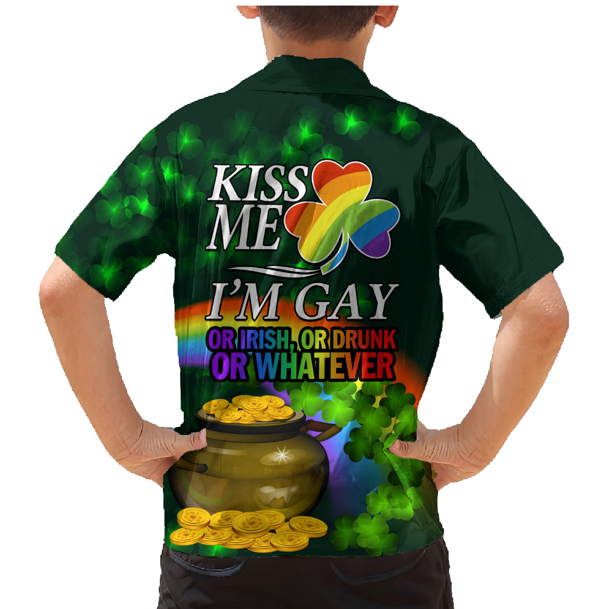 Kiss Me I'm Gay St Patricks Day Family Matching Mermaid Dress and Hawaiian Shirt LT9 - Wonder Print Shop