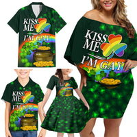 Kiss Me I'm Gay St Patricks Day Family Matching Off Shoulder Short Dress and Hawaiian Shirt LT9 - Wonder Print Shop