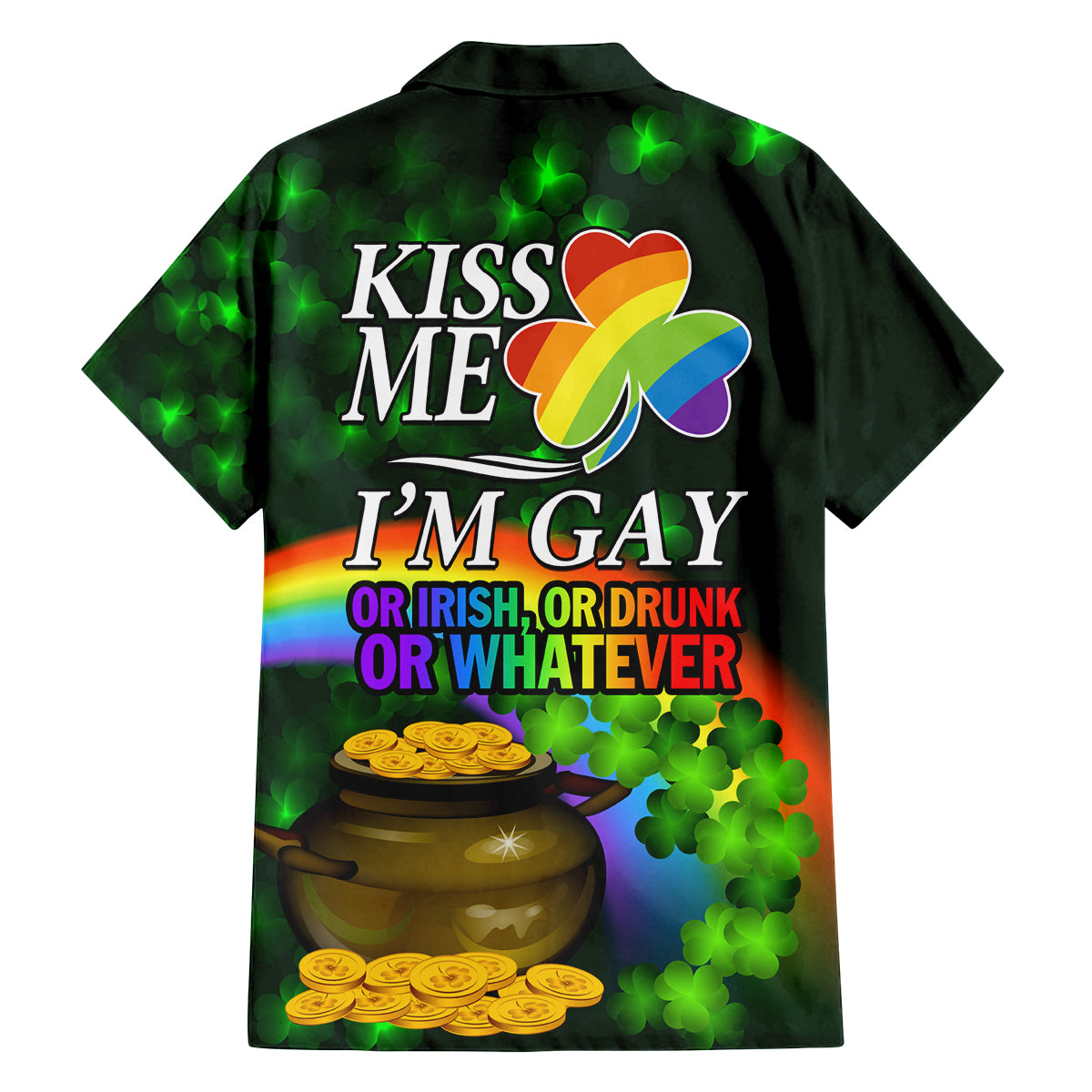Kiss Me I'm Gay St Patricks Day Family Matching Off Shoulder Short Dress and Hawaiian Shirt LT9 - Wonder Print Shop