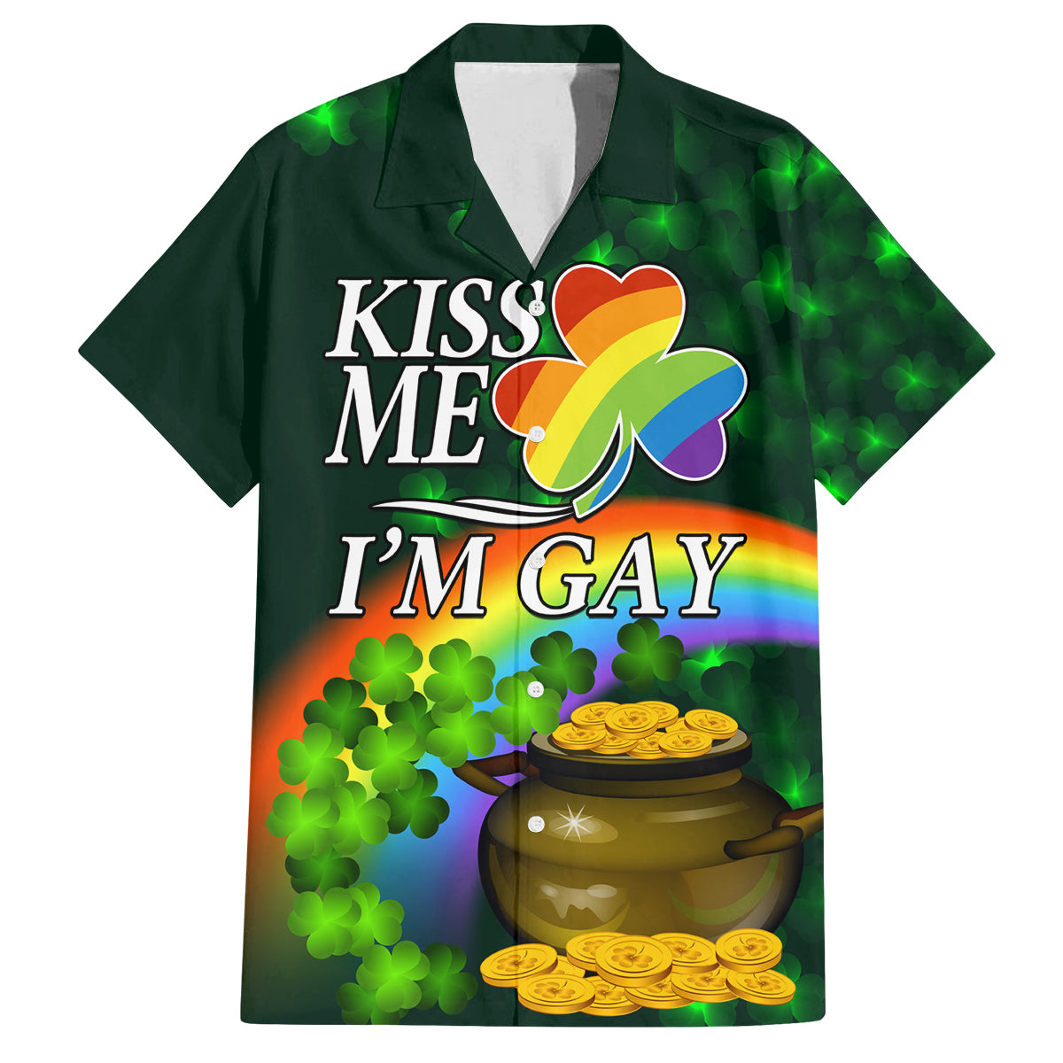 Kiss Me I'm Gay St Patricks Day Family Matching Puletasi and Hawaiian Shirt - Wonder Print Shop