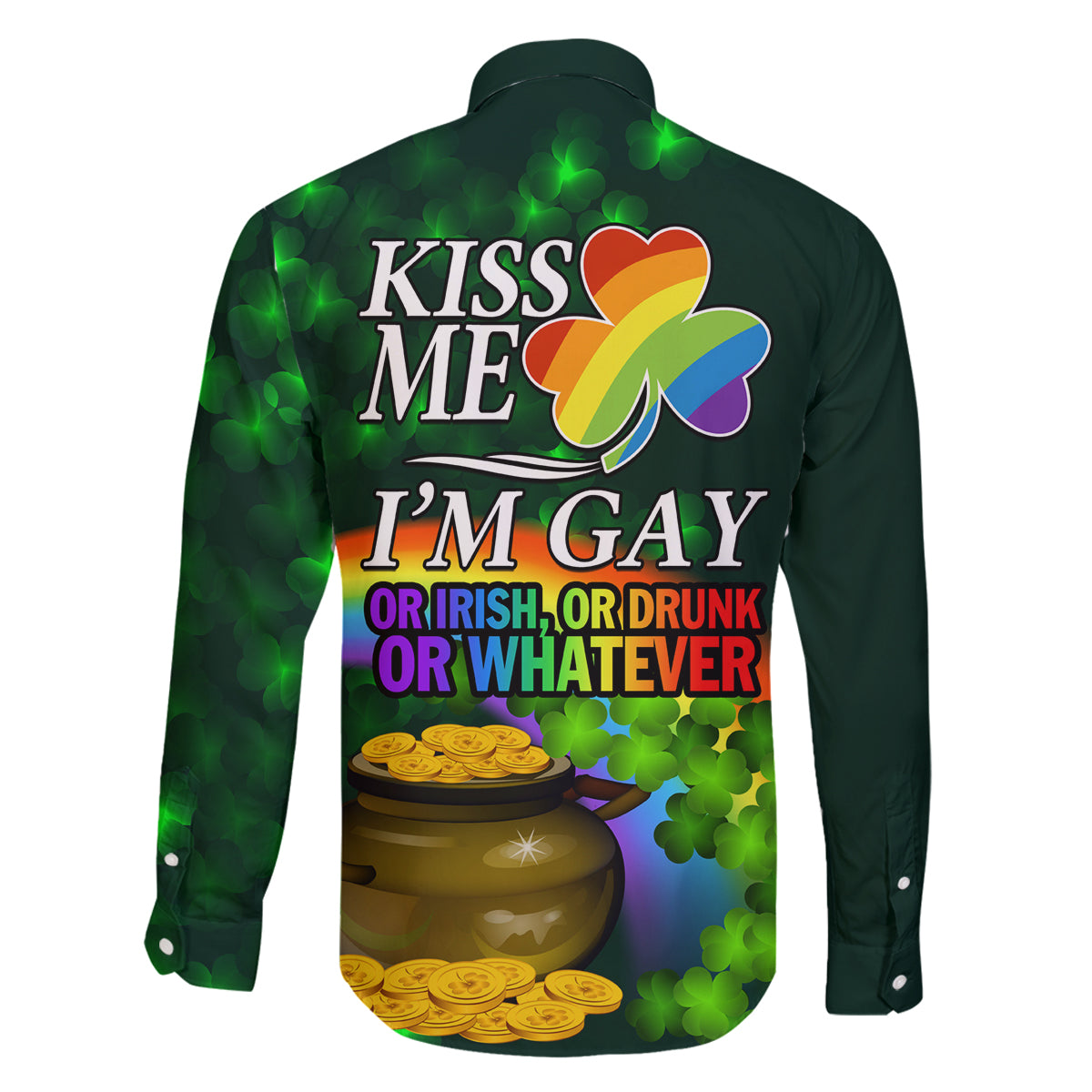 Kiss Me I'm Gay St Patricks Day Family Matching Puletasi and Hawaiian Shirt - Wonder Print Shop