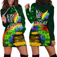 Kiss Me I'm Gay St Patricks Day Hoodie Dress - Wonder Print Shop