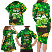 Be Irish St Patricks Day Family Matching Long Sleeve Bodycon Dress and Hawaiian Shirt Drink Drank Drunk LT9 - Wonder Print Shop