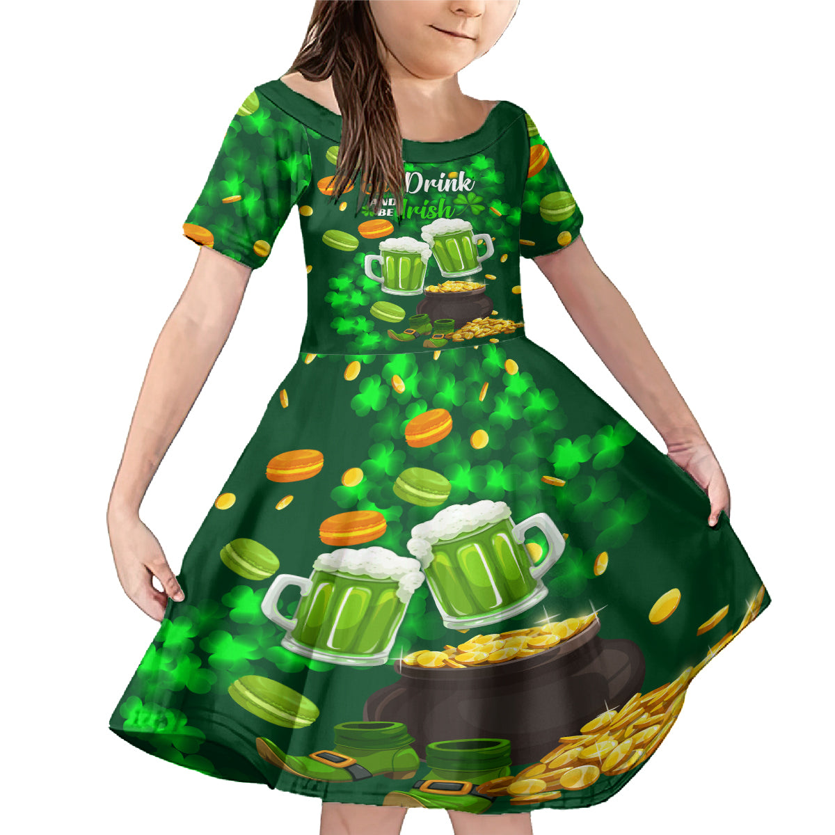 Be Irish St Patricks Day Family Matching Mermaid Dress and Hawaiian Shirt Drink Drank Drunk LT9 - Wonder Print Shop