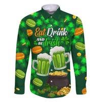 Be Irish St Patricks Day Family Matching Off Shoulder Long Sleeve Dress and Hawaiian Shirt Drink Drank Drunk - Wonder Print Shop