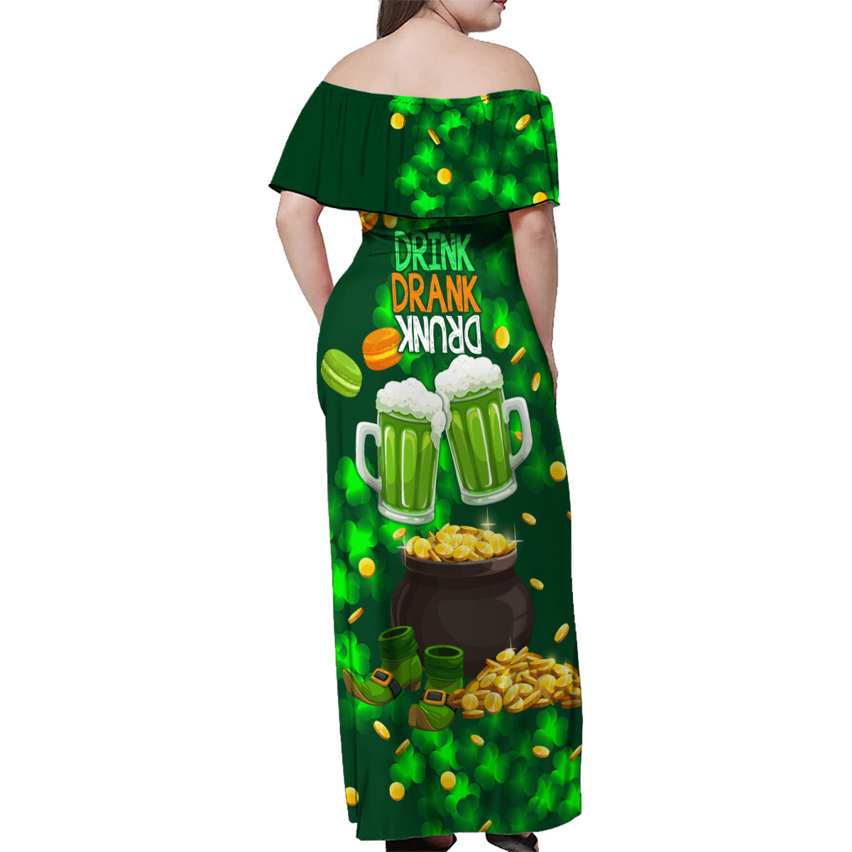 Be Irish St Patricks Day Family Matching Off Shoulder Maxi Dress and Hawaiian Shirt Drink Drank Drunk LT9 - Wonder Print Shop