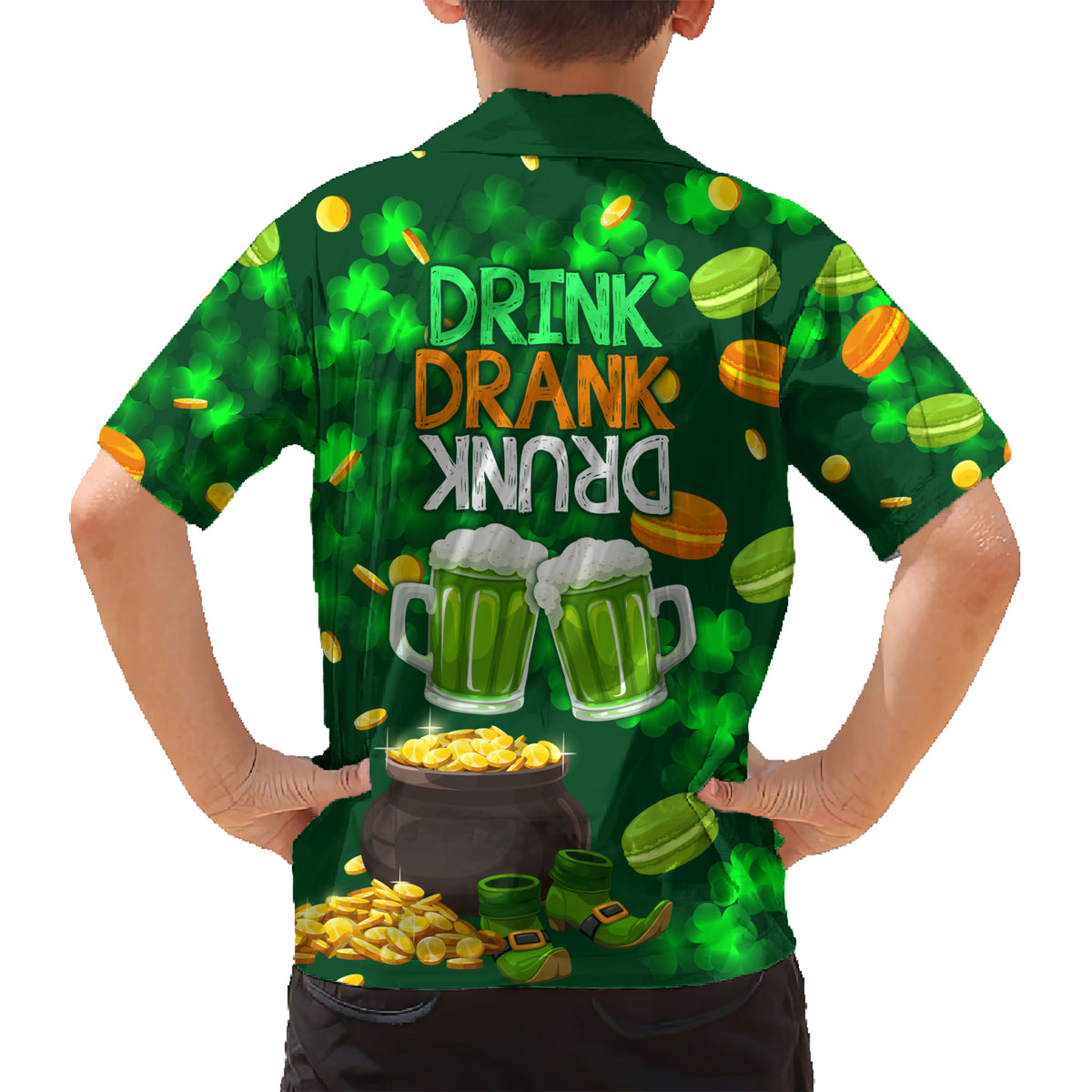 Be Irish St Patricks Day Family Matching Short Sleeve Bodycon Dress and Hawaiian Shirt Drink Drank Drunk - Wonder Print Shop