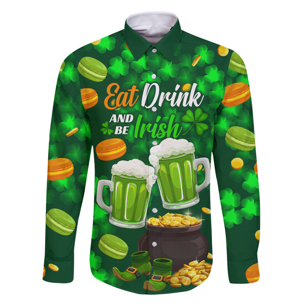 Be Irish St Patricks Day Family Matching Summer Maxi Dress and Hawaiian Shirt Drink Drank Drunk - Wonder Print Shop