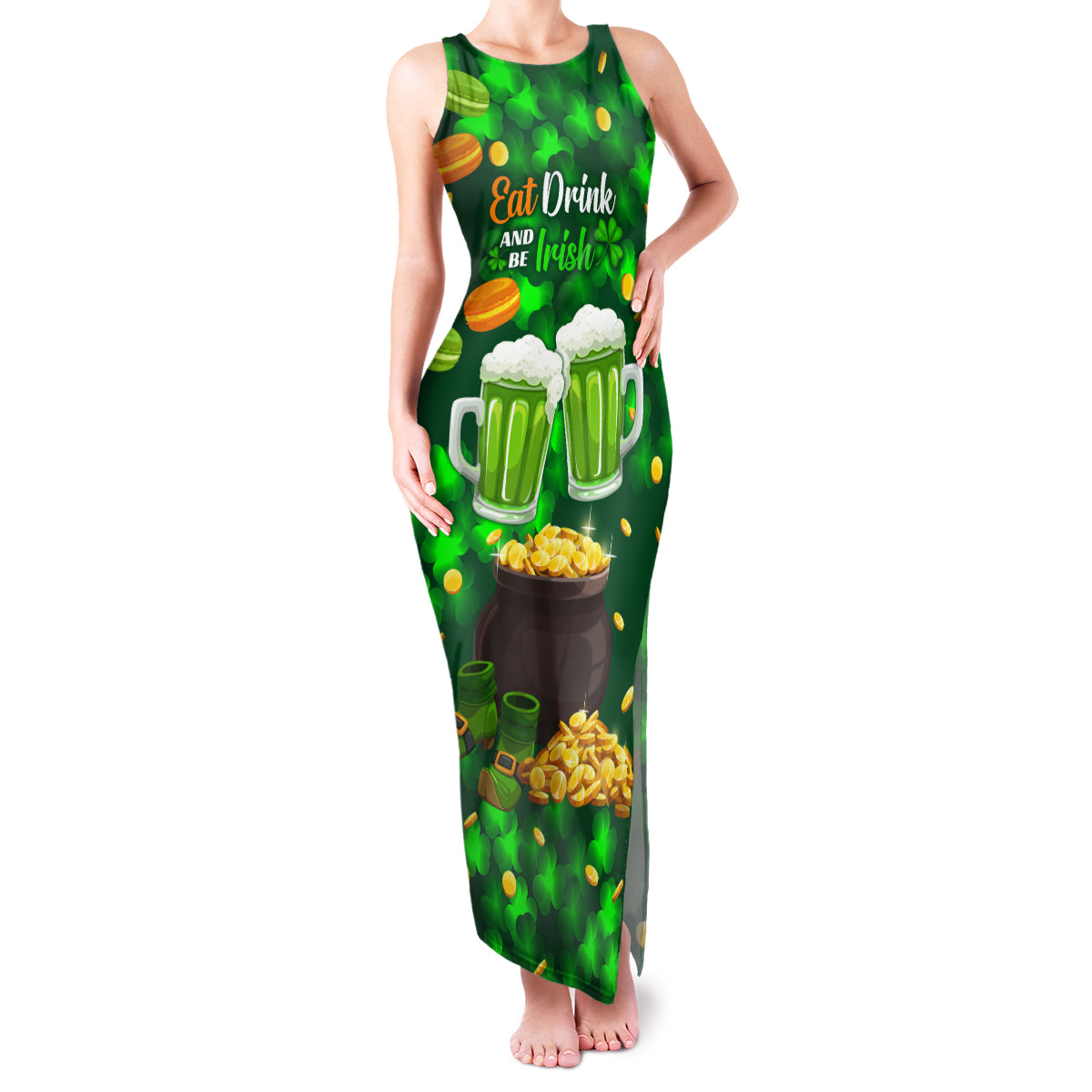 Be Irish St Patricks Day Family Matching Tank Maxi Dress and Hawaiian Shirt Drink Drank Drunk - Wonder Print Shop