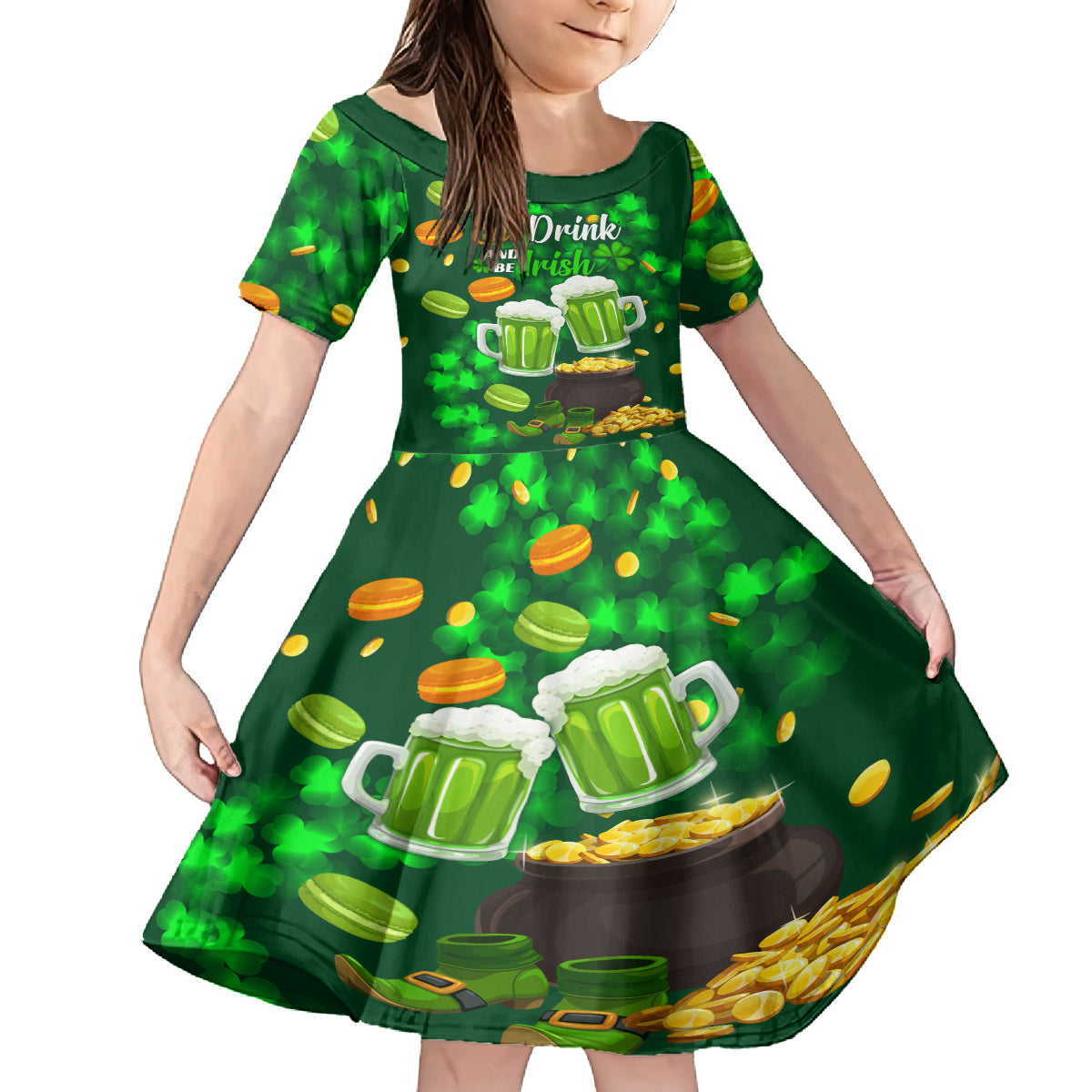 Be Irish St Patricks Day Kid Short Sleeve Dress Drink Drank Drunk - Wonder Print Shop