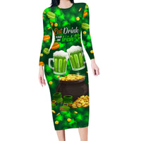 Be Irish St Patricks Day Long Sleeve Bodycon Dress Drink Drank Drunk - Wonder Print Shop