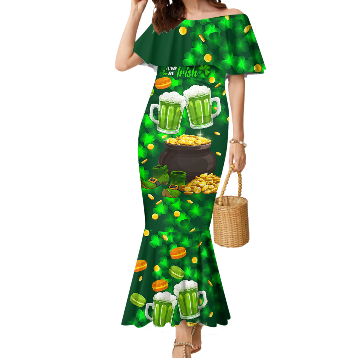 Be Irish St Patricks Day Mermaid Dress Drink Drank Drunk - Wonder Print Shop