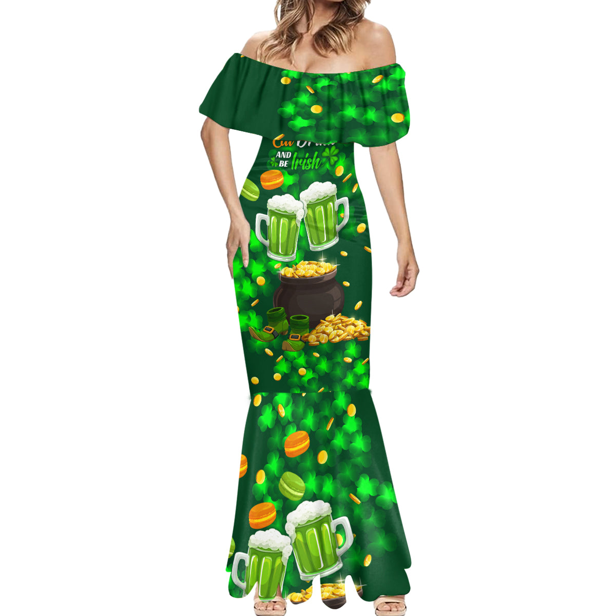 Be Irish St Patricks Day Mermaid Dress Drink Drank Drunk - Wonder Print Shop