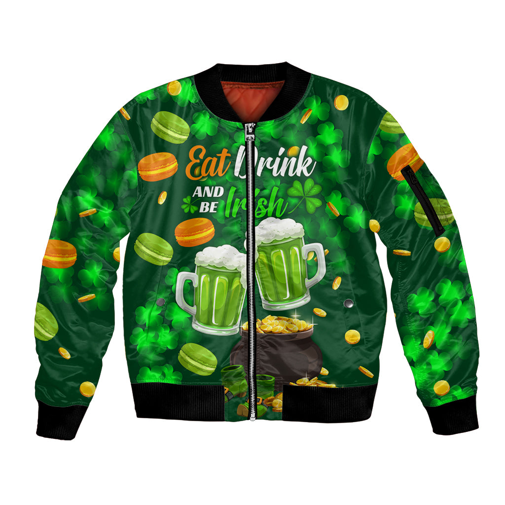 Be Irish St Patricks Day Sleeve Zip Bomber Jacket Drink Drank Drunk - Wonder Print Shop