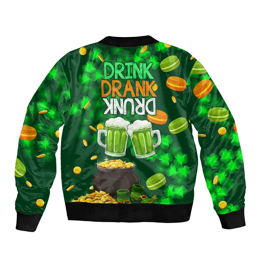 Be Irish St Patricks Day Sleeve Zip Bomber Jacket Drink Drank Drunk - Wonder Print Shop
