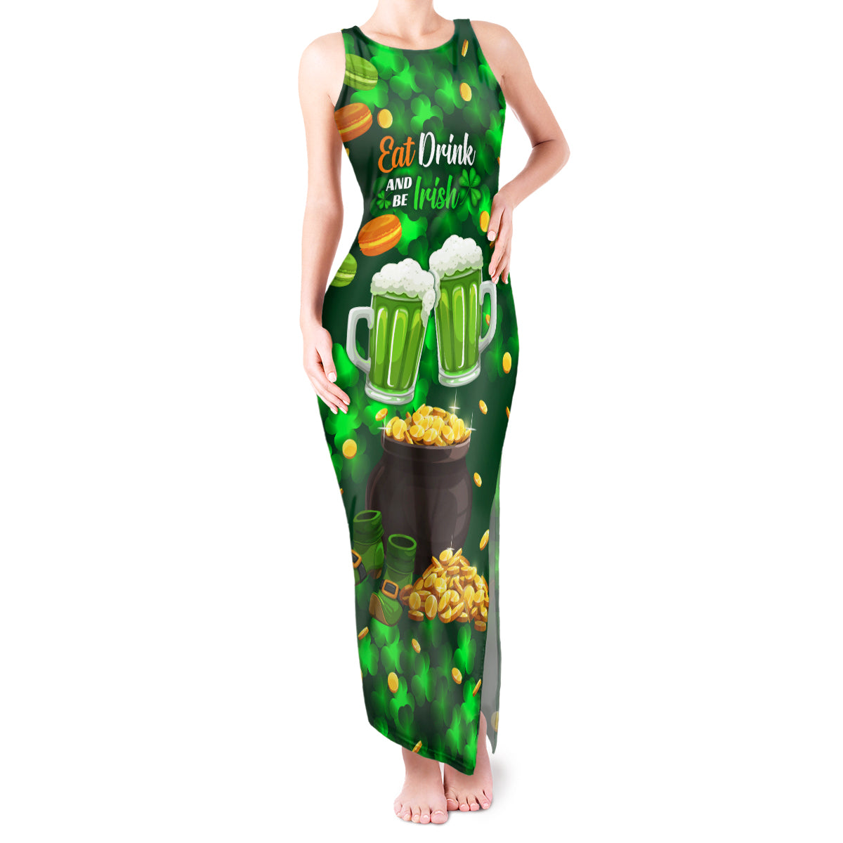 Be Irish St Patricks Day Tank Maxi Dress Drink Drank Drunk - Wonder Print Shop