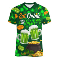 Be Irish St Patricks Day Women V Neck T Shirt Drink Drank Drunk - Wonder Print Shop