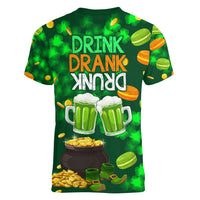 Be Irish St Patricks Day Women V Neck T Shirt Drink Drank Drunk - Wonder Print Shop