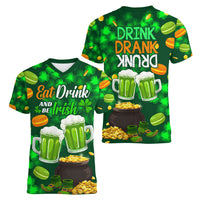 Be Irish St Patricks Day Women V Neck T Shirt Drink Drank Drunk - Wonder Print Shop