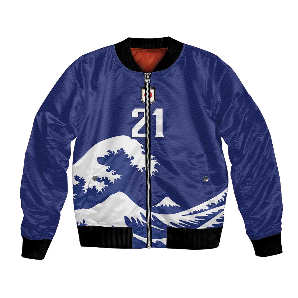 Custom Football Japan Yatagarasu Bomber Jacket Tsunami Wave Pattern