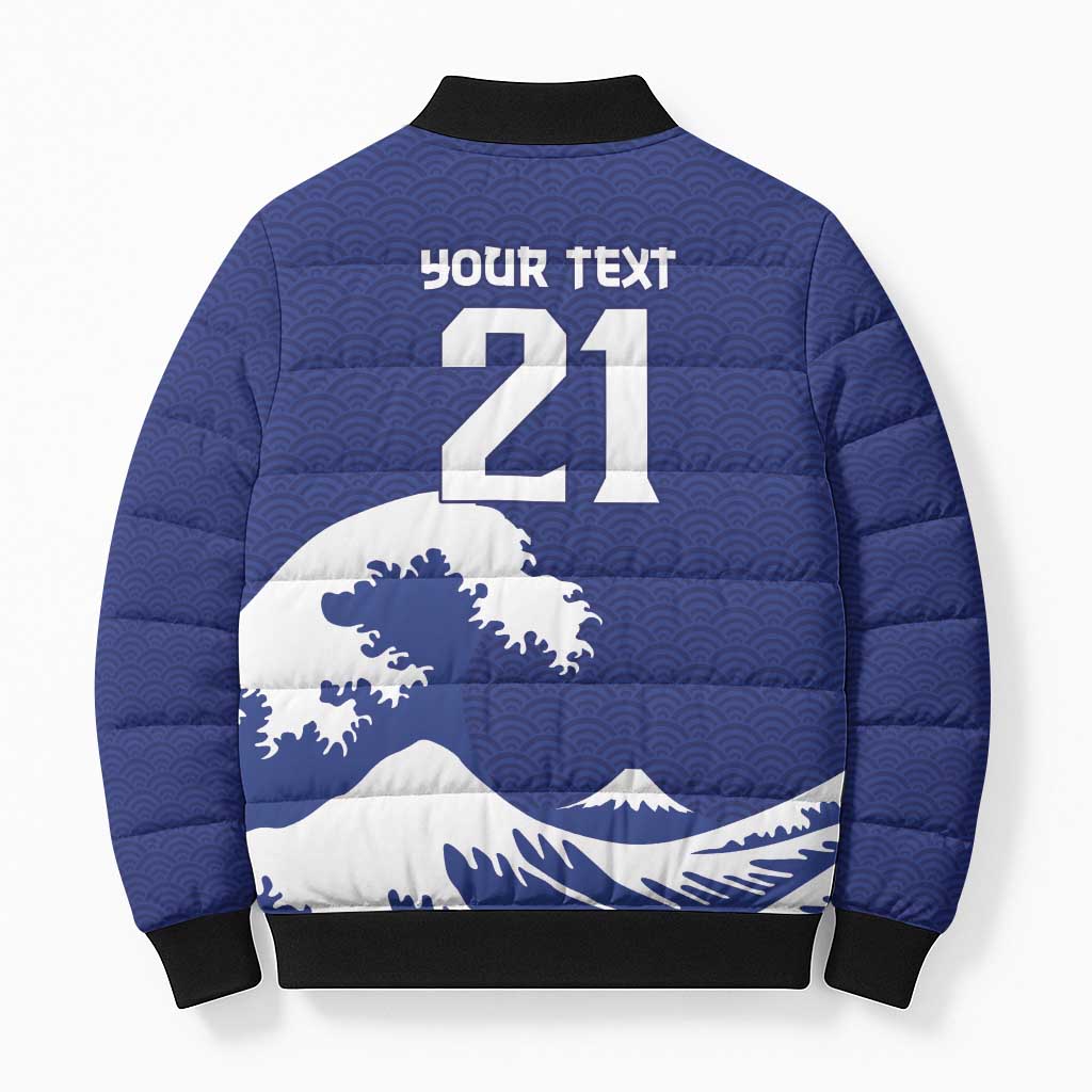 Custom Football Japan Yatagarasu Bomber Puffer Jacket Tsunami Wave Pattern