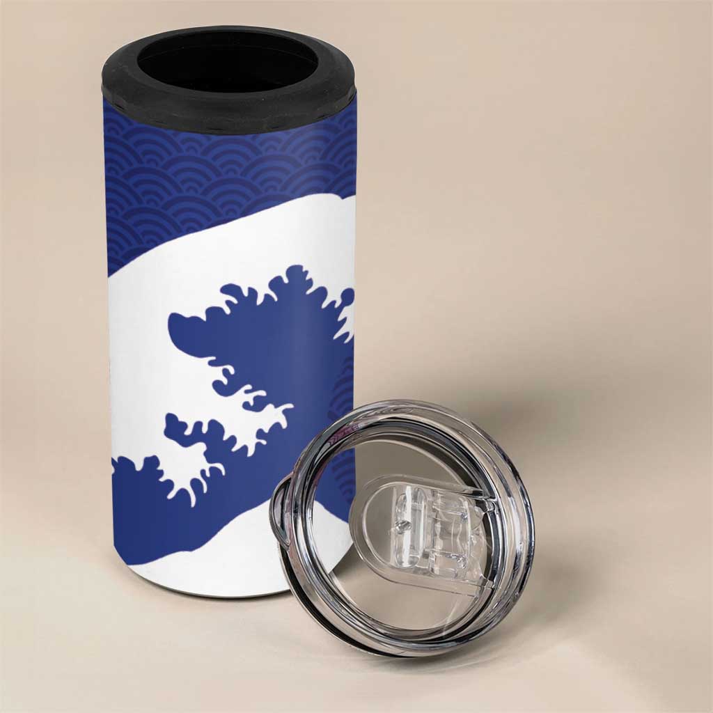Custom Football Japan Yatagarasu 4 in 1 Can Cooler Tumbler Tsunami Wave Pattern
