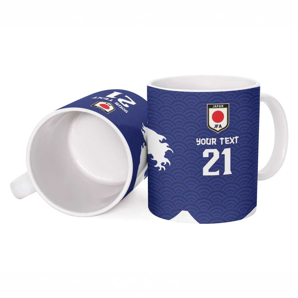 Custom Football Japan Yatagarasu Ceramic Mug Tsunami Wave Pattern