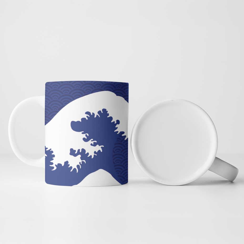 Custom Football Japan Yatagarasu Ceramic Mug Tsunami Wave Pattern