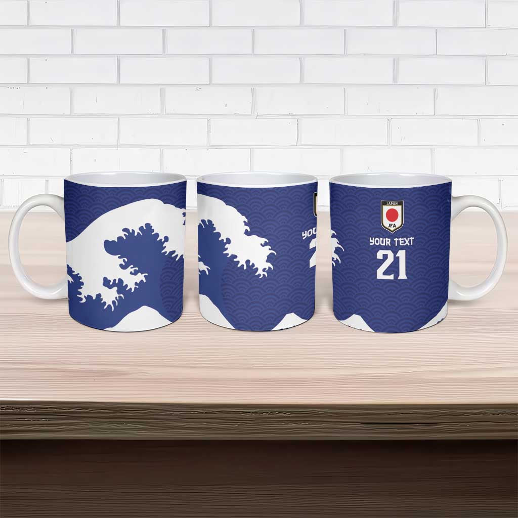 Custom Football Japan Yatagarasu Ceramic Mug Tsunami Wave Pattern