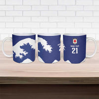 Custom Football Japan Yatagarasu Ceramic Mug Tsunami Wave Pattern
