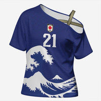 Custom Football Japan Yatagarasu Cross Shoulder Shirt Tsunami Wave Pattern