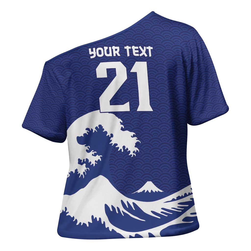 Custom Football Japan Yatagarasu Cross Shoulder Shirt Tsunami Wave Pattern