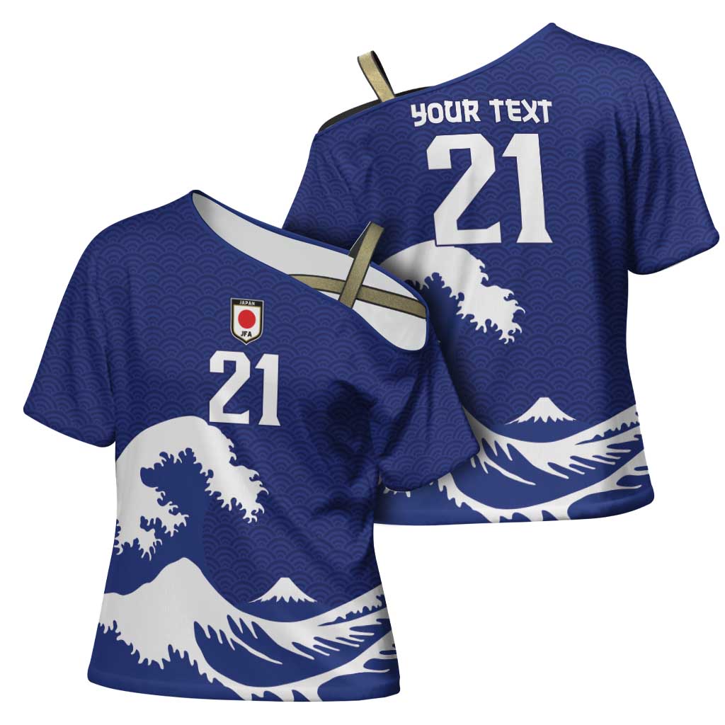 Custom Football Japan Yatagarasu Cross Shoulder Shirt Tsunami Wave Pattern