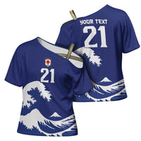 Custom Football Japan Yatagarasu Cross Shoulder Shirt Tsunami Wave Pattern