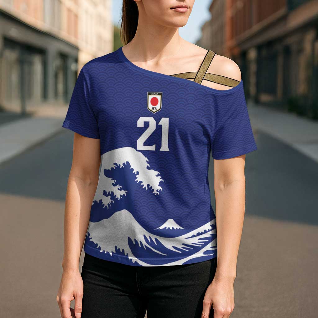 Custom Football Japan Yatagarasu Cross Shoulder Shirt Tsunami Wave Pattern