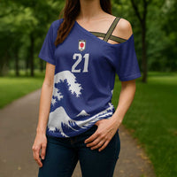 Custom Football Japan Yatagarasu Cross Shoulder Shirt Tsunami Wave Pattern