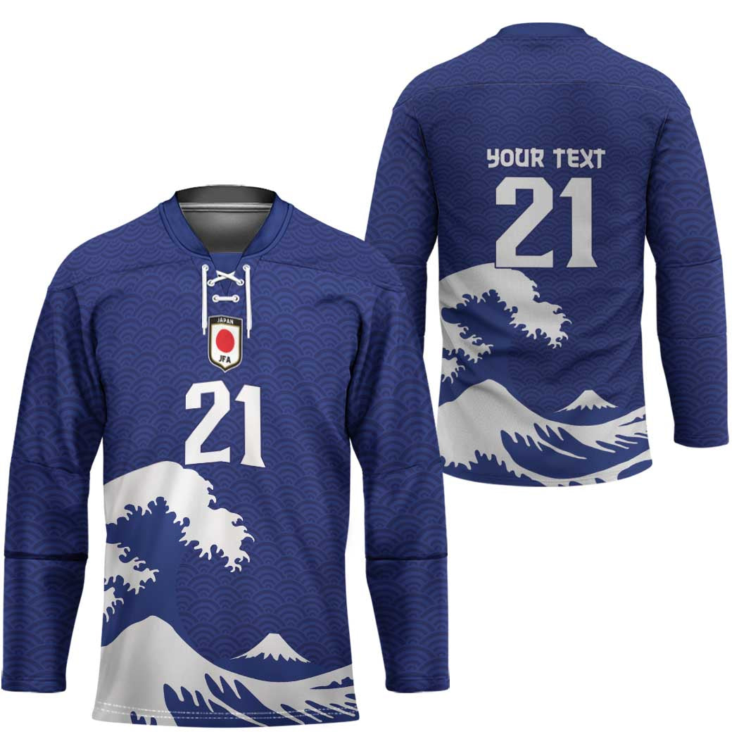 Custom Football Japan Yatagarasu Hockey Jersey Tsunami Wave Pattern