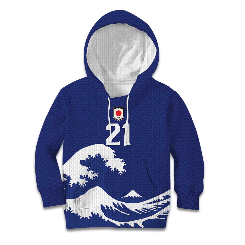Custom Football Japan Yatagarasu Kid Hoodie Tsunami Wave Pattern