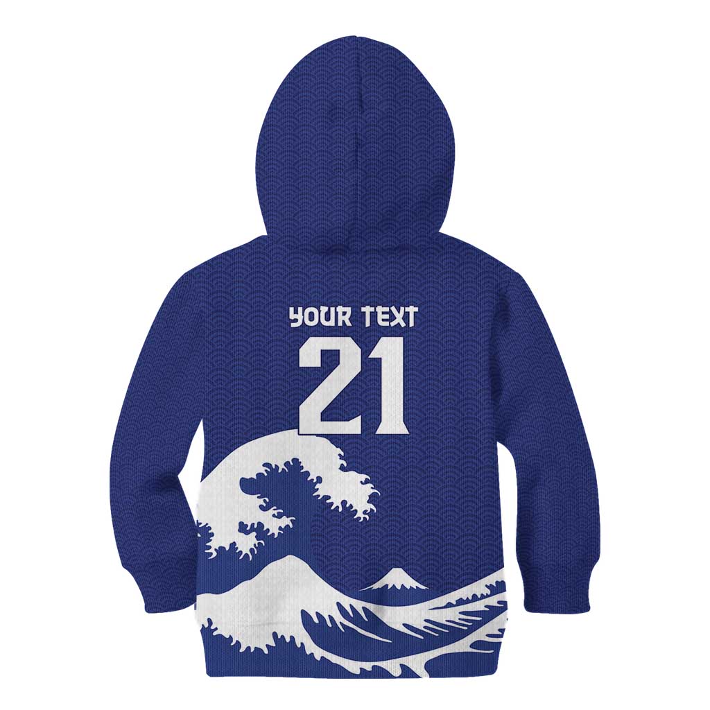 Custom Football Japan Yatagarasu Kid Hoodie Tsunami Wave Pattern