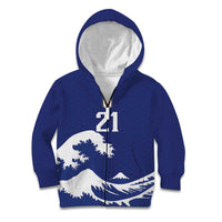 Custom Football Japan Yatagarasu Kid Hoodie Tsunami Wave Pattern