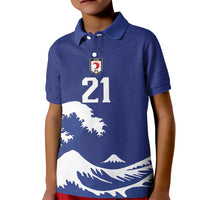 Custom Football Japan Yatagarasu Kid Polo Shirt Tsunami Wave Pattern