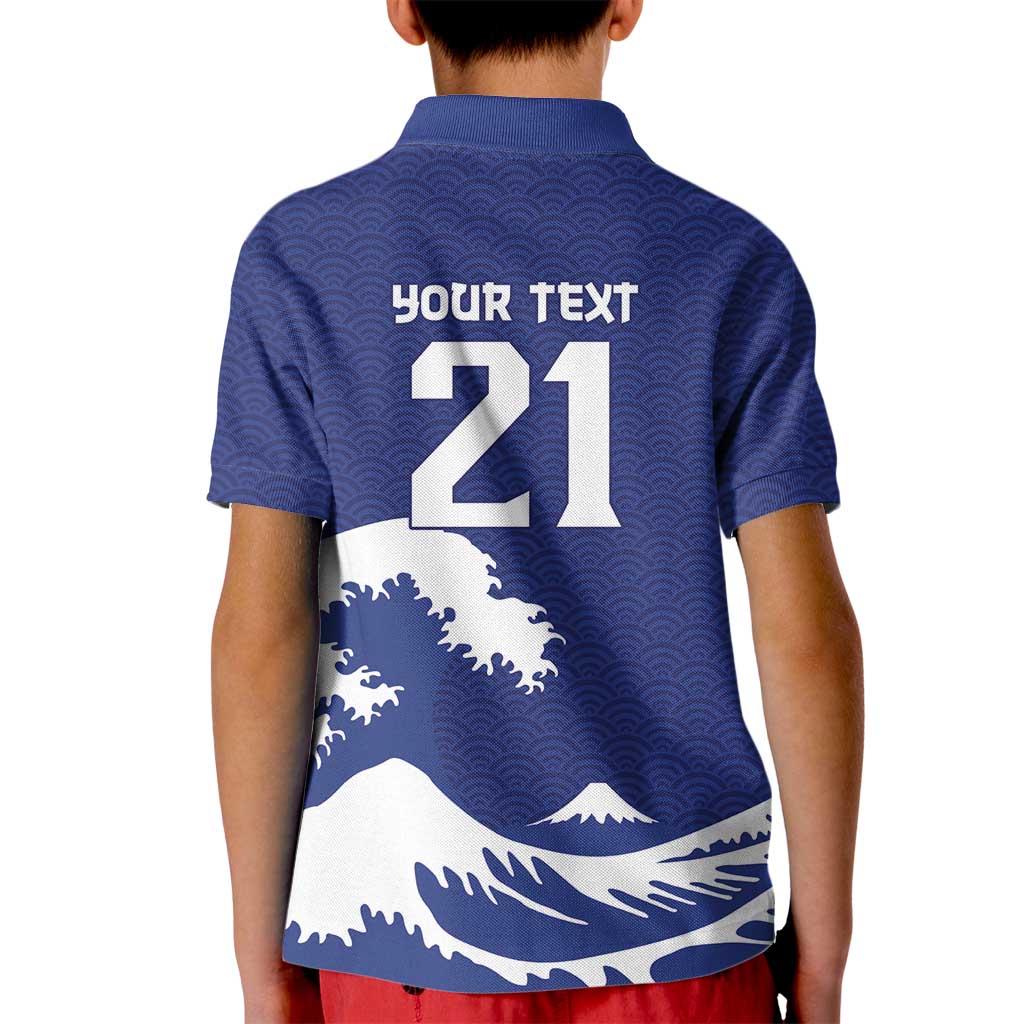 Custom Football Japan Yatagarasu Kid Polo Shirt Tsunami Wave Pattern