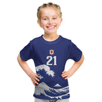 Custom Football Japan Yatagarasu Kid T Shirt Tsunami Wave Pattern