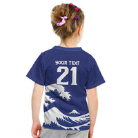 Custom Football Japan Yatagarasu Kid T Shirt Tsunami Wave Pattern