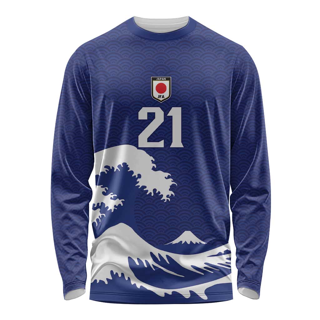 Custom Football Japan Yatagarasu Long Sleeve Shirt Tsunami Wave Pattern